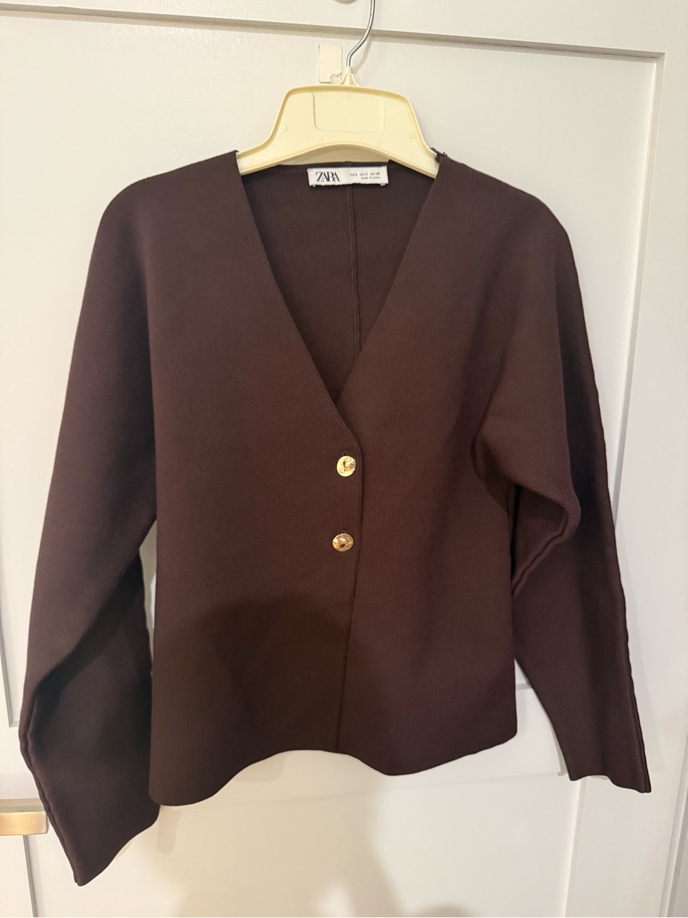 Zara Chocolate Brown V-Neck Button Cardigan